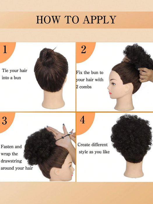 SHEIN 1 pieza de moño negro afro rizado, recogido, extensión de cola de caballo para mujer - Quierox - Tienda Online
