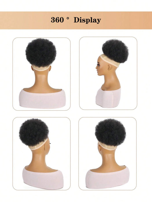 SHEIN 1 pieza de moño negro afro rizado, recogido, extensión de cola de caballo para mujer - Quierox - Tienda Online