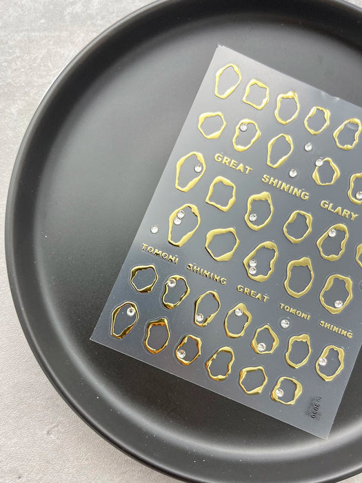 Shein 1 pieza de pegatinas para decoración de uñas con marco dorado asimétrico metálico - Quierox - Tienda Online