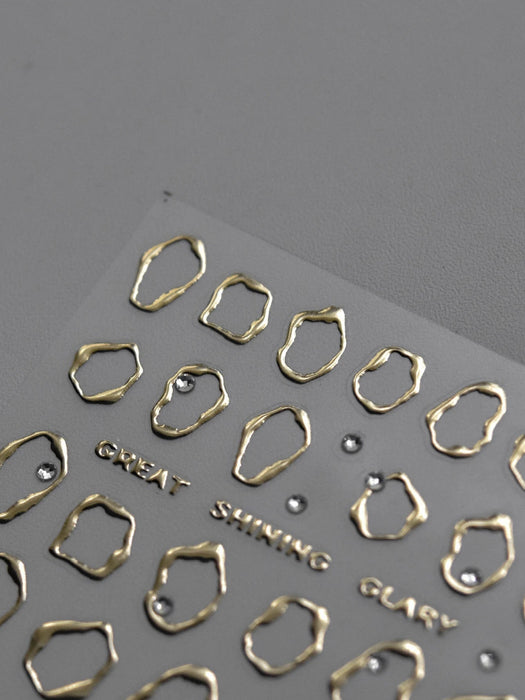 Shein 1 pieza de pegatinas para decoración de uñas con marco dorado asimétrico metálico - Quierox - Tienda Online