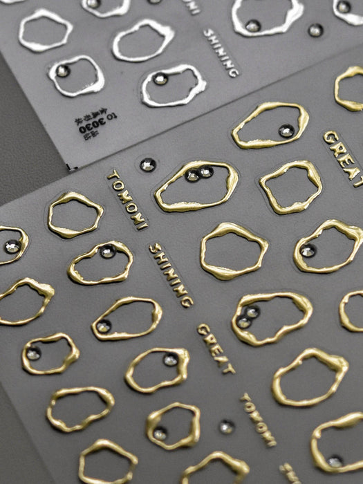 Shein 1 pieza de pegatinas para decoración de uñas con marco dorado asimétrico metálico - Quierox - Tienda Online