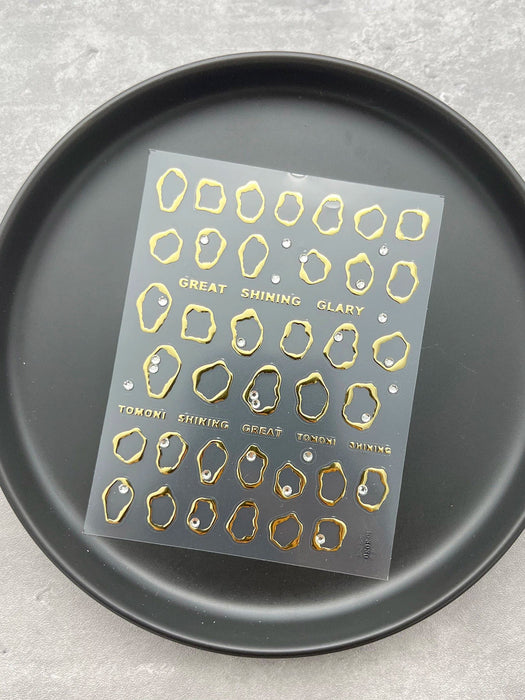 Shein 1 pieza de pegatinas para decoración de uñas con marco dorado asimétrico metálico - Quierox - Tienda Online