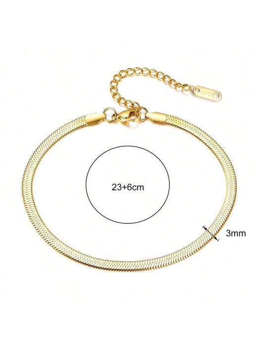 Shein 1 Pieza Exquisita Cadena De Tobillo De Cadena De Hueso De Serpiente De Acero Inoxidable Para Mujer - Quierox - Tienda Online
