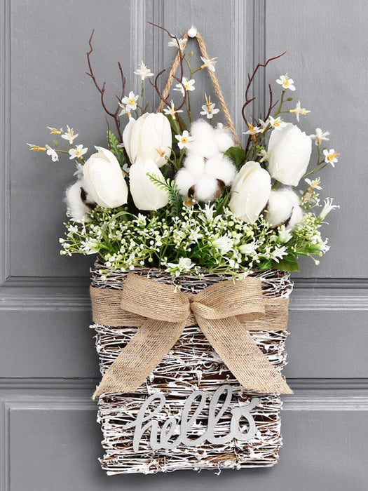 Shein 1 pieza Flor artificial TPE flor colgante con diseño de lazo puerta colgante - Quierox - Tienda Online