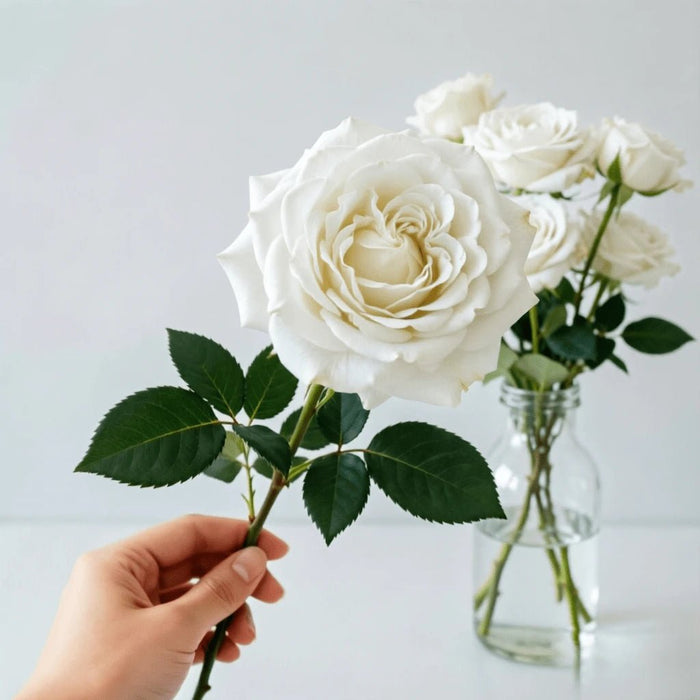 SHEIN 1 pieza Flor de rosa blanca artificial, textura realista - Quierox - Tienda Online