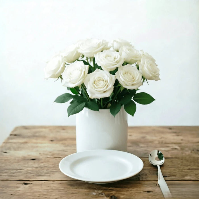 SHEIN 1 pieza Flor de rosa blanca artificial, textura realista - Quierox - Tienda Online
