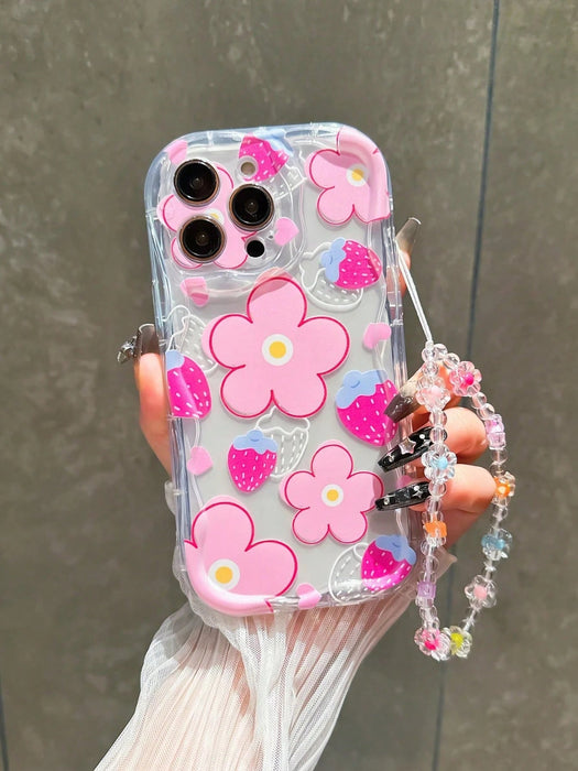 SHEIN 1 pieza Funda de teléfono a prueba de golpes con diseño floral y de fresa para iPhone 13 - Quierox - Tienda Online
