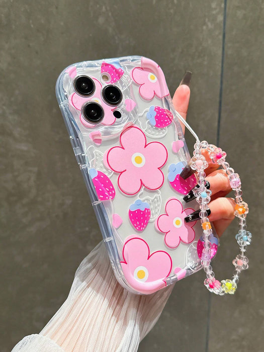 SHEIN 1 pieza Funda de teléfono a prueba de golpes con diseño floral y de fresa para iPhone 13 - Quierox - Tienda Online