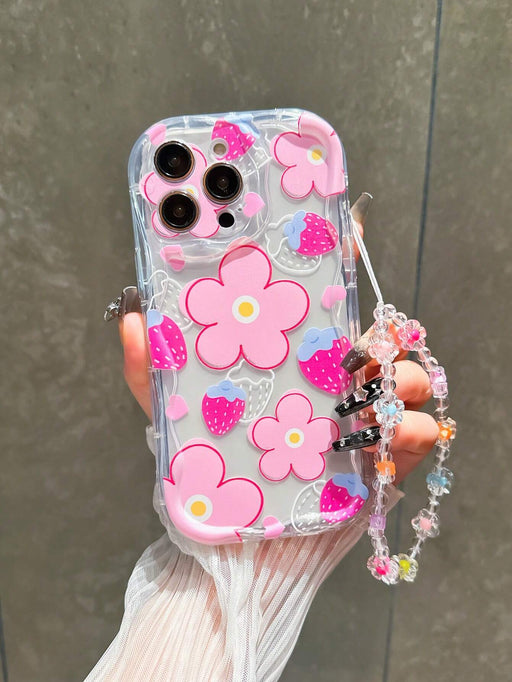SHEIN 1 pieza Funda de teléfono a prueba de golpes con diseño floral y de fresa para iPhone 13 - Quierox - Tienda Online