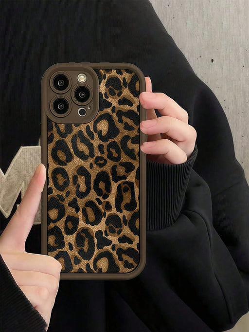 Shein 1 pieza Funda de teléfono a prueba de golpes y resistente a los arañazos con estampado de leopardo - Quierox - Tienda Online