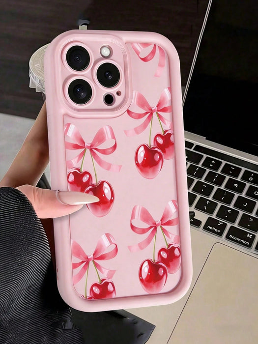SHEIN 1 pieza Funda de teléfono con purpurina de lazo y flor de cerezo compatible con iPhone 12 Pro Max - Quierox - Tienda Online