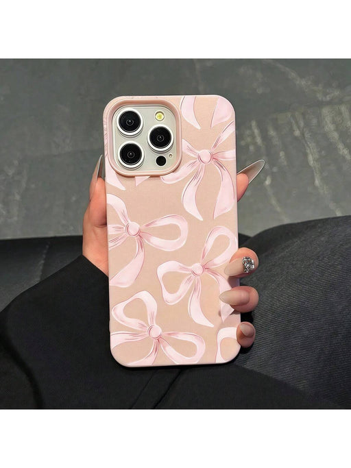 SHEIN 1 pieza Funda de teléfono de TPU mate rosa con lazo rosa para iPhone 15 - Quierox - Tienda Online