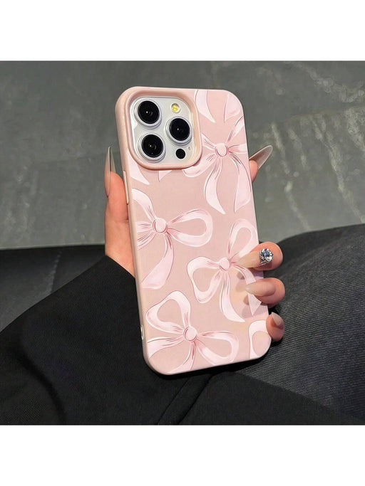 SHEIN 1 pieza Funda de teléfono de TPU mate rosa con lazo rosa para iPhone 15 - Quierox - Tienda Online