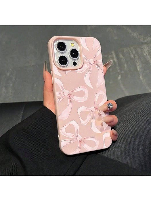 SHEIN 1 pieza Funda de teléfono de TPU mate rosa con lazo rosa para iPhone 15 - Quierox - Tienda Online