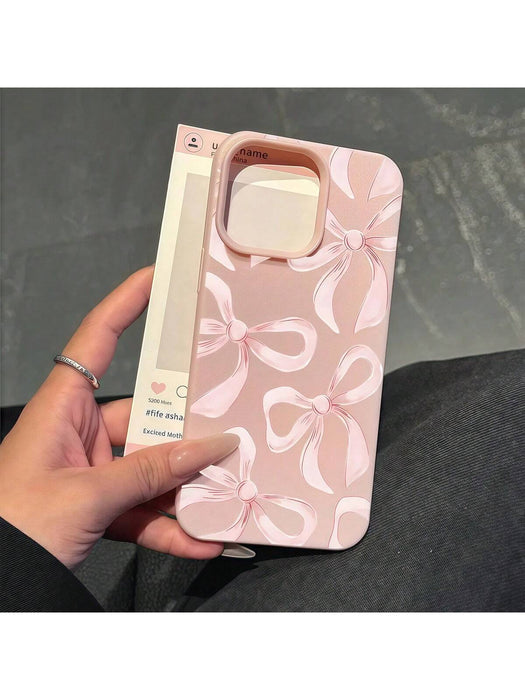 SHEIN 1 pieza Funda de teléfono de TPU mate rosa con lazo rosa para iPhone 15 - Quierox - Tienda Online