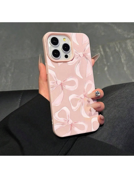 SHEIN 1 pieza Funda de teléfono de TPU mate rosa con lazo rosa para iPhone 15 - Quierox - Tienda Online