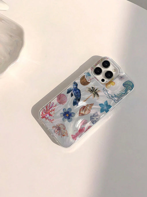 Shein 1 pieza Funda de teléfono de verano con elementos oceánicos personalizados para iphone 14 pro max - Quierox - Tienda Online