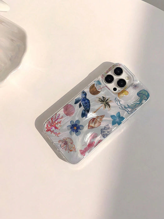 Shein 1 pieza Funda de teléfono de verano con elementos oceánicos personalizados para iphone 14 pro max - Quierox - Tienda Online