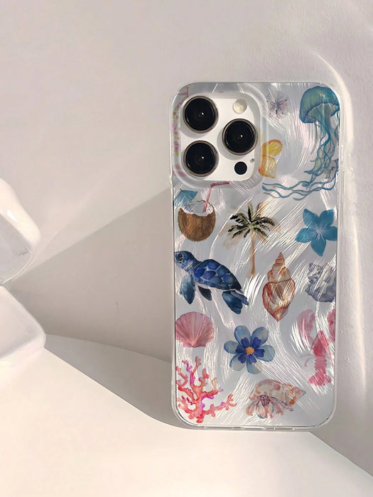 Shein 1 pieza Funda de teléfono de verano con elementos oceánicos personalizados para iphone 14 pro max - Quierox - Tienda Online
