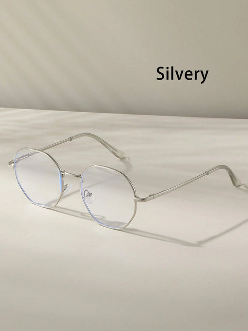 SHEIN 1 pieza Gafas de metal redondas de alta calidad con lentes transparentes - Quierox - Tienda Online