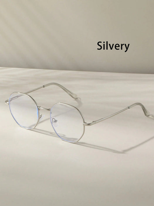 SHEIN 1 pieza Gafas de metal redondas de alta calidad con lentes transparentes - Quierox - Tienda Online