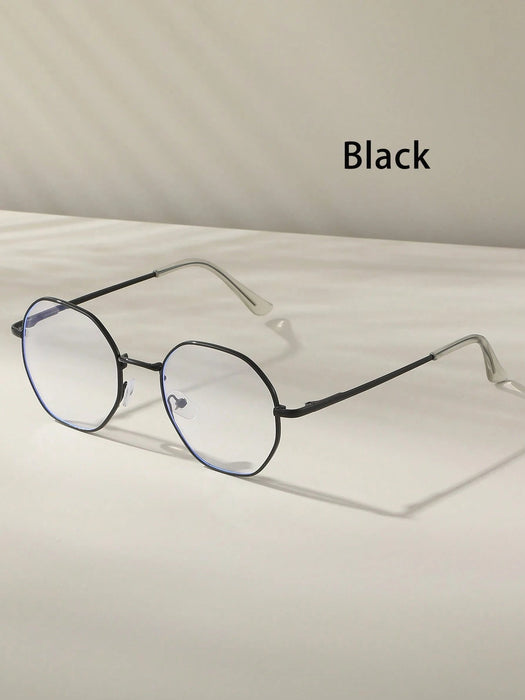 SHEIN 1 pieza Gafas de metal redondas de alta calidad con lentes transparentes - Quierox - Tienda Online