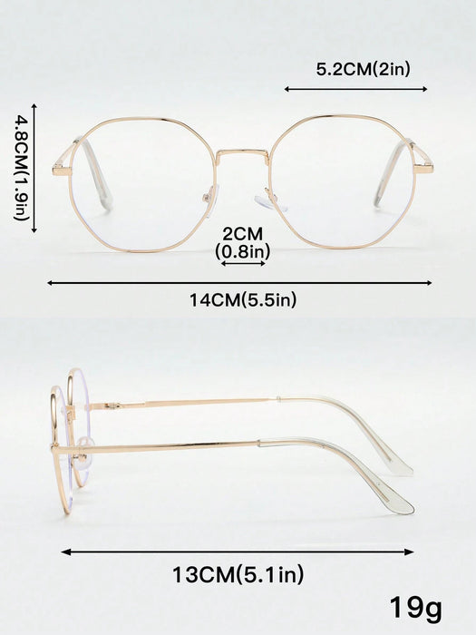 SHEIN 1 pieza Gafas de metal redondas de alta calidad con lentes transparentes - Quierox - Tienda Online
