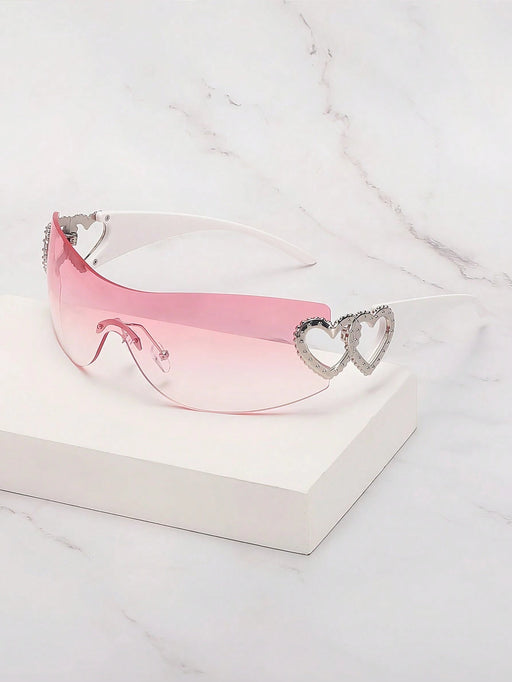 SHEIN 1 pieza Gafas de moda con decoración de corazón de metal sin marco - Quierox - Tienda Online