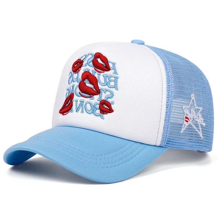 SHEIN 1 pieza Gorra de camionero con bordado de labios y malla con estrella - Quierox - Tienda Online