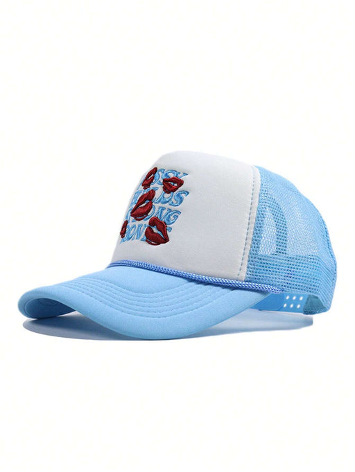 SHEIN 1 pieza Gorra de camionero con bordado de labios y malla con estrella - Quierox - Tienda Online
