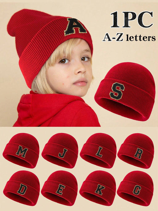 Shein 1 pieza Gorro de punto con letra para niños, gorro de punto de moda con letra - Quierox - Tienda Online