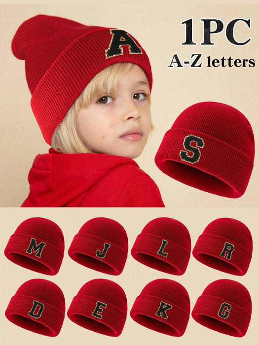 Shein 1 pieza Gorro de punto con letra para niños, gorro de punto de moda con letra - Quierox - Tienda Online