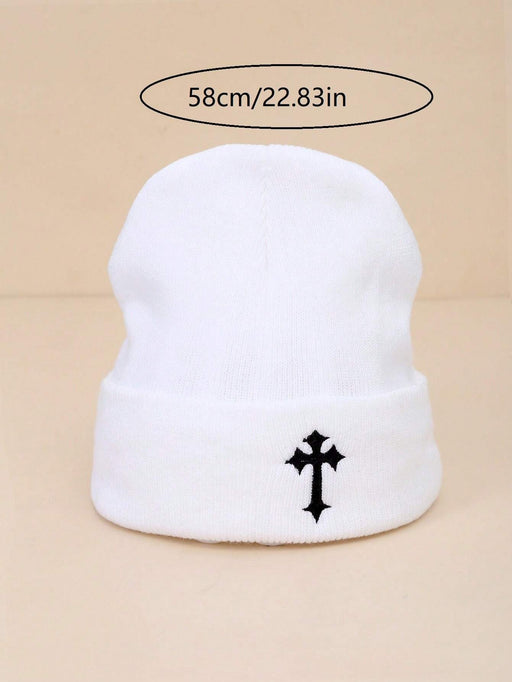 SHEIN 1 pieza Gorro de punto estilo urbano para hombres con bordado de cruz - Quierox - Tienda Online