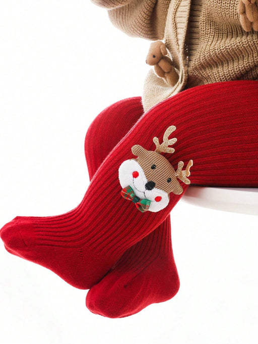 Shein 1 pieza Medias rojas de reno navideño para bebé, adecuadas para Navidad - Quierox - Tienda Online