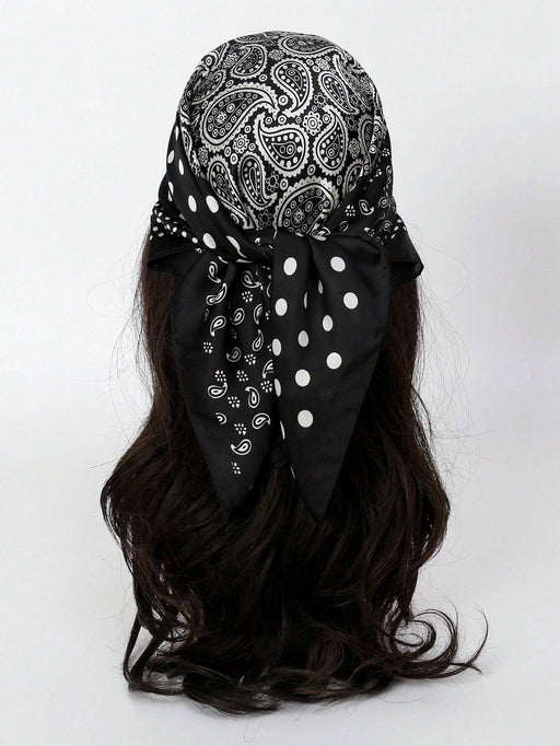 SHEIN 1 pieza pañuelo cuadrado de seda con estampado de cachemira - Quierox - Tienda Online