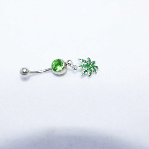Shein 1 pieza Piercing de ombligo con colgante de hoja de arce verde - Quierox - Tienda Online
