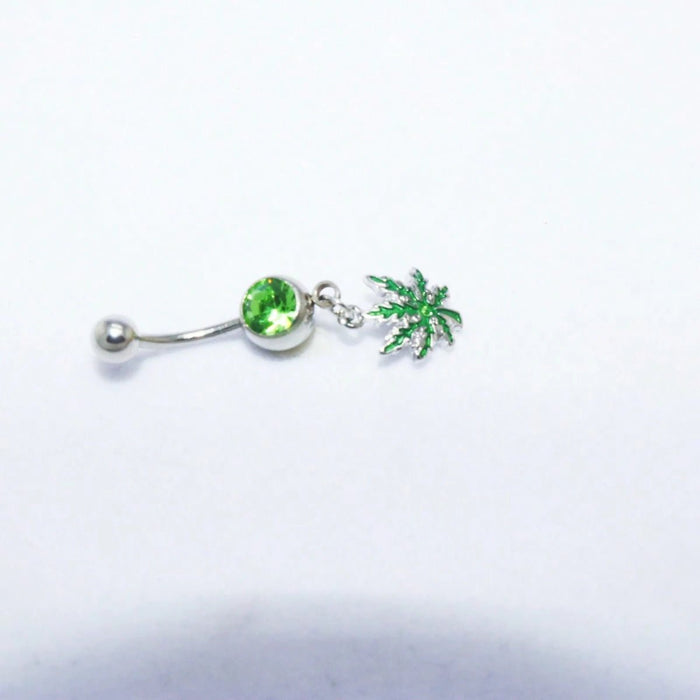 Shein 1 pieza Piercing de ombligo con colgante de hoja de arce verde - Quierox - Tienda Online