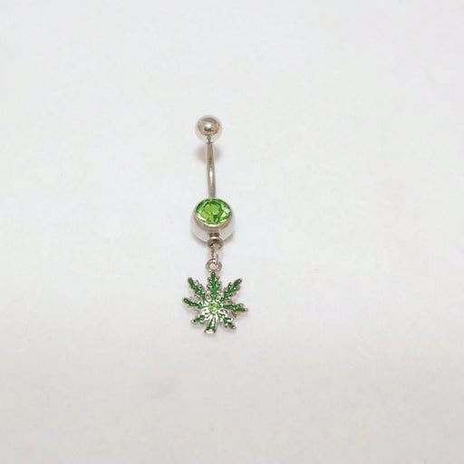 Shein 1 pieza Piercing de ombligo con colgante de hoja de arce verde - Quierox - Tienda Online
