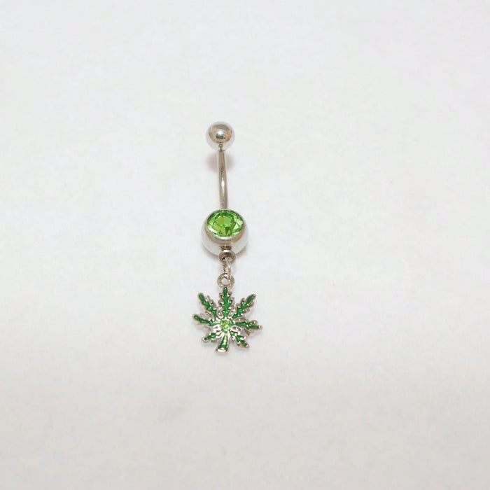 Shein 1 pieza Piercing de ombligo con colgante de hoja de arce verde - Quierox - Tienda Online