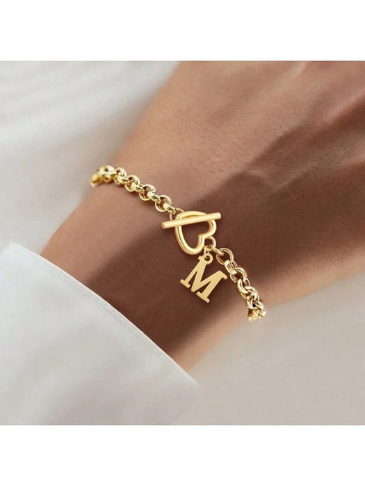 SHEIN 1 pieza Pulsera con cadena y cierre en forma de letra Z y corazón - Quierox - Tienda Online