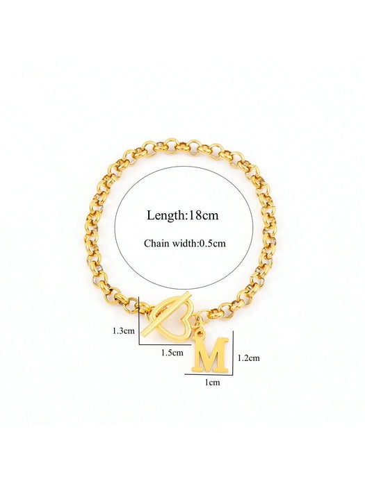 SHEIN 1 pieza Pulsera con cadena y cierre en forma de letra Z y corazón - Quierox - Tienda Online