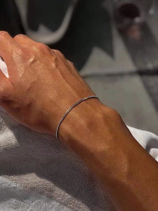 SHEIN 1 Pieza Pulsera De Cadena Básica Clásica De Acero Inoxidable Para Hombre - Quierox - Tienda Online