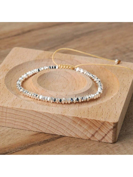 SHEIN 1 pieza Pulsera de cuentas de hematita ajustable, minimalista, estilo bohemio - Quierox - Tienda Online