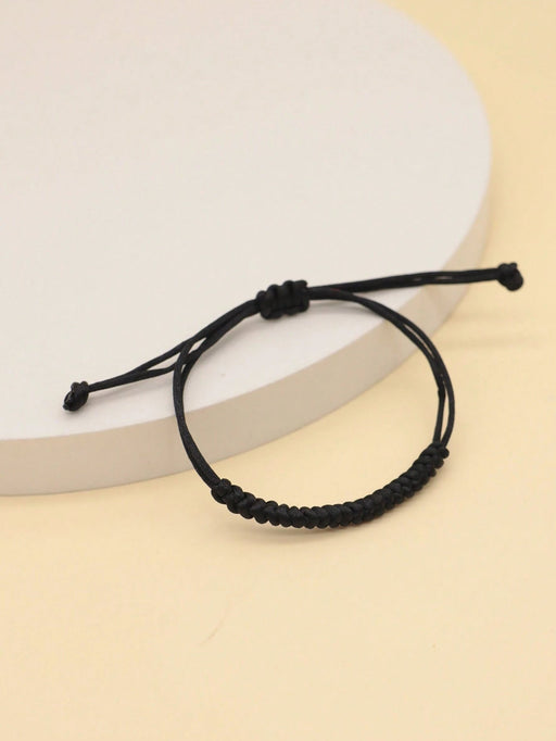 SHEIN 1 Pieza Pulsera De Hilo Negro Trenzada Simple Negra - Quierox - Tienda Online