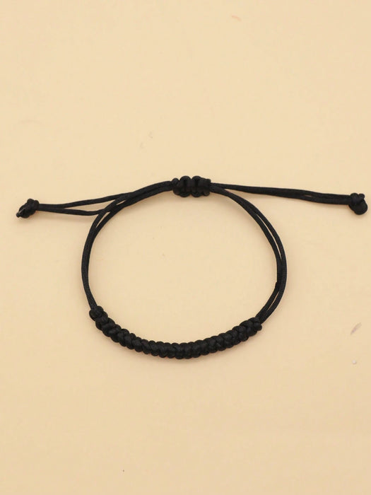 SHEIN 1 Pieza Pulsera De Hilo Negro Trenzada Simple Negra - Quierox - Tienda Online