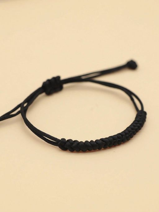 SHEIN 1 Pieza Pulsera De Hilo Negro Trenzada Simple Negra - Quierox - Tienda Online