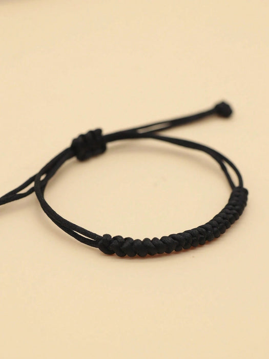 SHEIN 1 Pieza Pulsera De Hilo Negro Trenzada Simple Negra - Quierox - Tienda Online