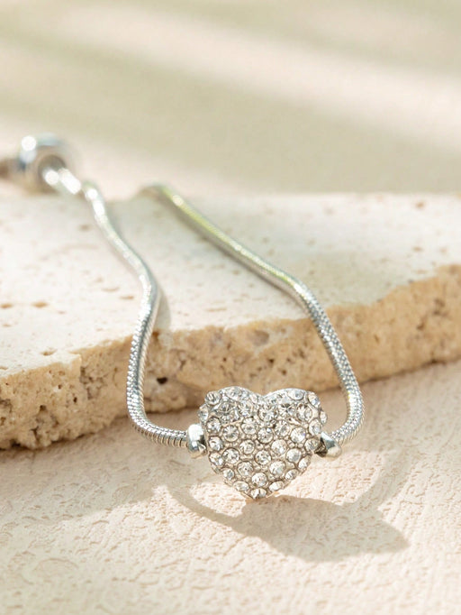 SHEIN 1 pieza Pulsera en forma de corazón con cristales de zirconia - Quierox - Tienda Online