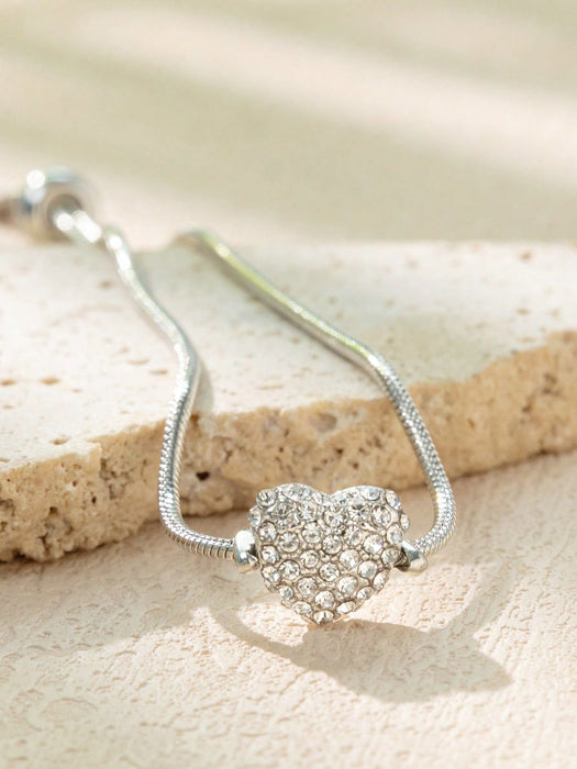 SHEIN 1 pieza Pulsera en forma de corazón con cristales de zirconia - Quierox - Tienda Online