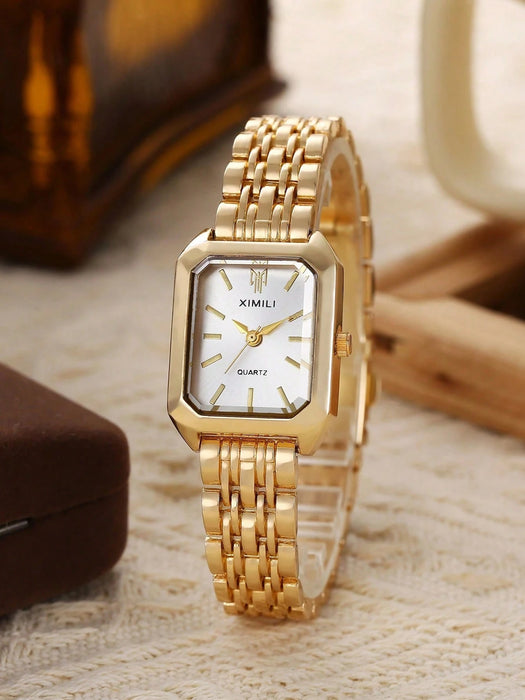 SHEIN 1 pieza Reloj de cuarzo con esfera rectangular y correa de acero - Quierox - Tienda Online